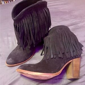 Black Frye Fringe Ankle Boots